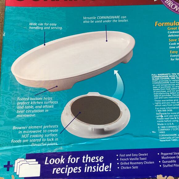 Corningware Microwave Oven Browner Crisper Dish Tray Plate Platter NEW IN BOX - Picture 6 of 9